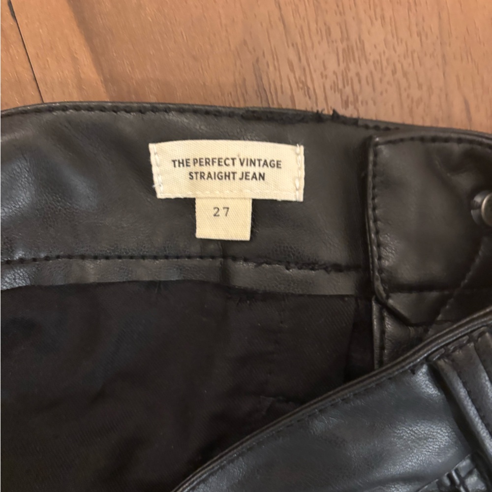 Madewell Perfect Vintage Straight Jean: Faux Leather Edition black size 27 - Picture 8 of 9